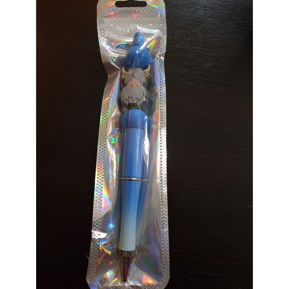 Moooo Grey Bull With Horns Custom Beaded Pen Black Ink‎